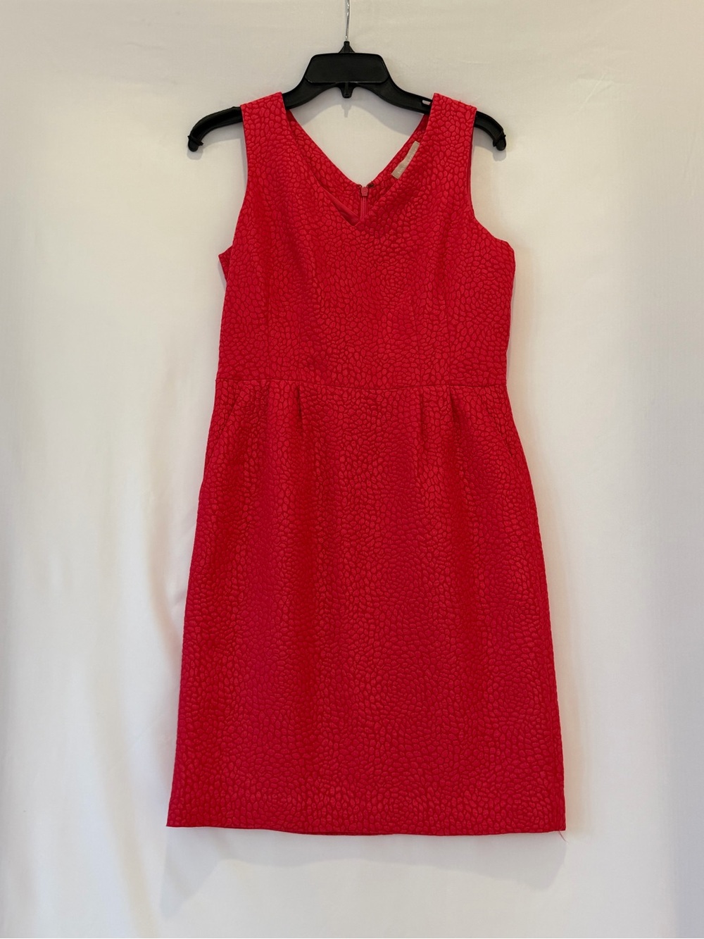 Banana Republic Coral Pink Textured V-Neck Sleeveless Dress